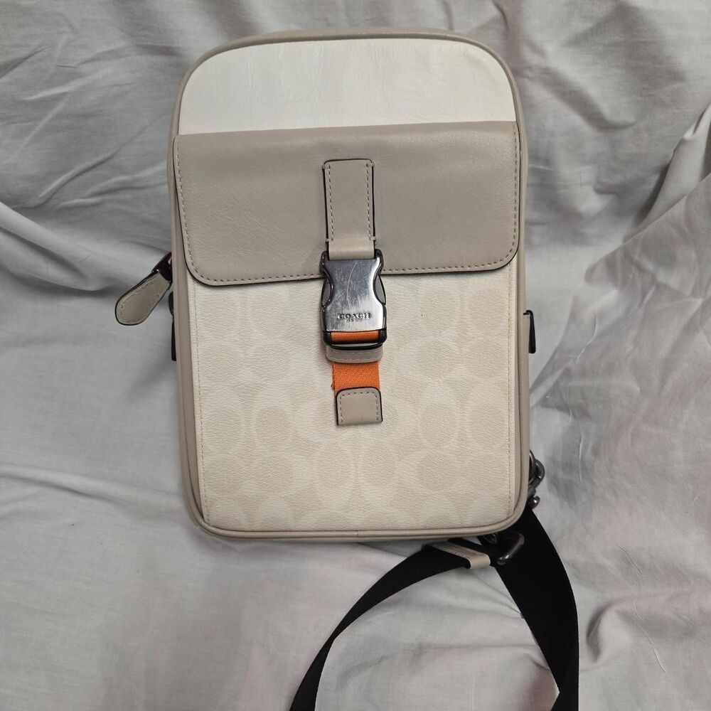 Coach Men's Cream and White Bag